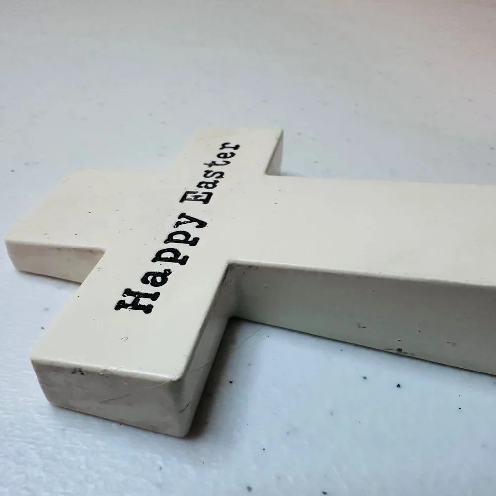 Cross decoration Reversible faith-Happy Easter spring tiered tray cross figurine